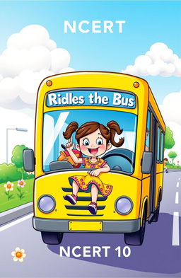 A vibrant cartoonish book cover for the NCERT class 10 chapter 'The Madam Rides the Bus'