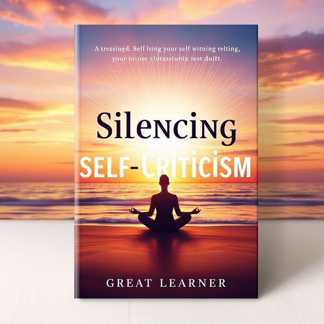 An empowering book cover design for the title 'Silencing Self-Criticism' by Great Learner