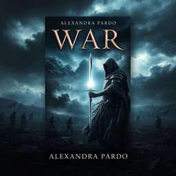 A captivating book cover design for 'War' by Alexandra Pardo, inspired by the stylistic elements of the last 'Pestilence' cover