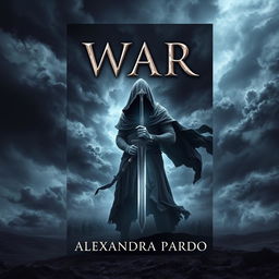 A captivating book cover design for 'War' by Alexandra Pardo, inspired by the stylistic elements of the last 'Pestilence' cover