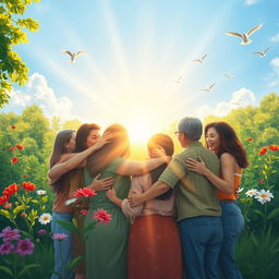 A serene and uplifting scene depicting the theme of forgiveness and spiritual freedom