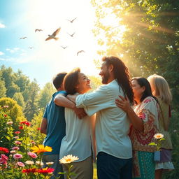 A serene and uplifting scene depicting the theme of forgiveness and spiritual freedom