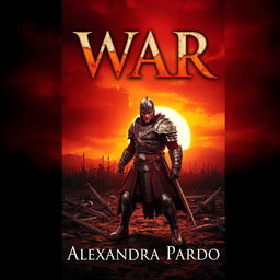 A visually captivating book cover design for 'War' by Alexandra Pardo, featuring a dramatic landscape that hints at a fierce battle