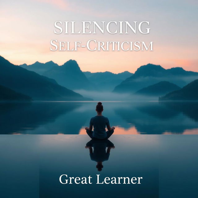 A striking book cover design for the title 'Silencing Self-Criticism' by Great Learner