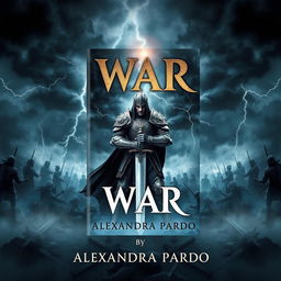 An engaging book cover design for 'War' by Alexandra Pardo, showcasing a striking battlefield scene