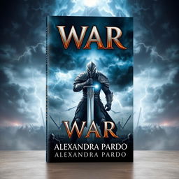 An engaging book cover design for 'War' by Alexandra Pardo, showcasing a striking battlefield scene