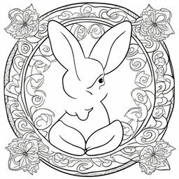 Design a coloring page with a mandala featuring an Easter bunny theme