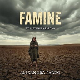 An evocative book cover design for 'Famine' by Alexandra Pardo, portraying a haunting and desolate landscape