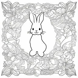 Design a coloring page with a mandala featuring an Easter bunny theme