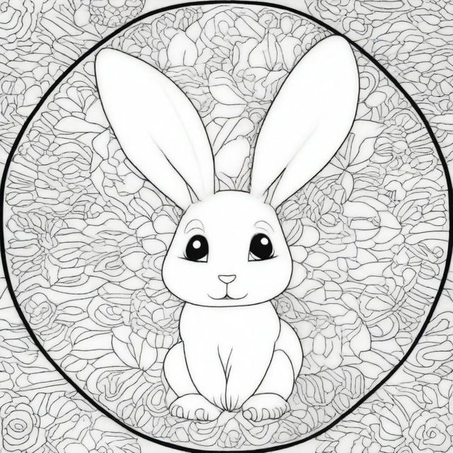 Craft a coloring page featuring a mandala with the Easter bunny as the central theme