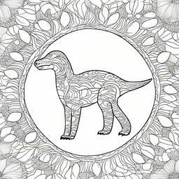 Design a coloring page featuring a mandala composed of intricately patterned dinosaur eggs