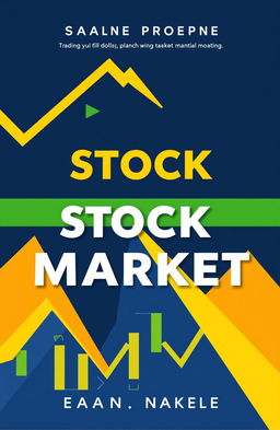 A dynamic book cover design featuring the stock market, showcasing bold colors like deep blues, vibrant greens, and energetic yellows