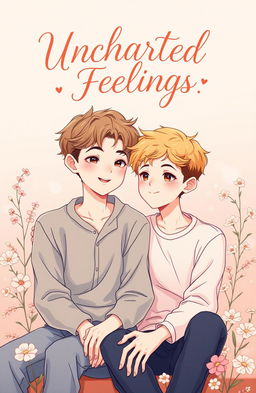 A beautifully illustrated cover page inspired by the art style of Heartstopper, featuring two boys who resemble Nick Nelson and Charlie Spring