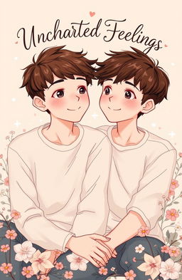 A beautifully illustrated cover page inspired by the art style of Heartstopper, featuring two boys who resemble Nick Nelson and Charlie Spring