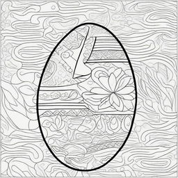 Create a coloring page featuring a detailed Easter egg decorated with a variety of geometric shapes and patterns