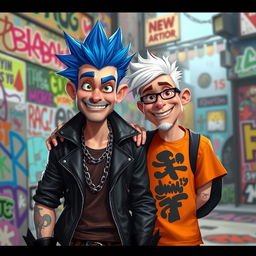 A digital art piece featuring Wolfgang Schaeffer, a character inspired by a blend of punk rock and artistic themes