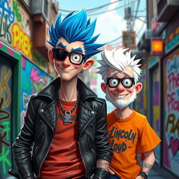 A digital art piece featuring Wolfgang Schaeffer, a character inspired by a blend of punk rock and artistic themes