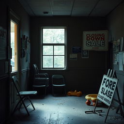 A community centre closing down, with empty rooms filled with dust and memories