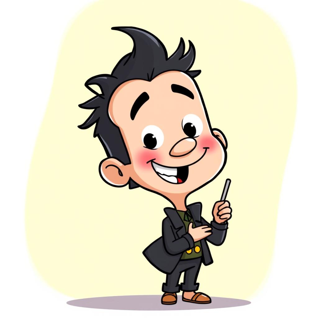 A playful and humorous illustration of Lincoln Loud, a character known for his energetic personality and distinctive hair, depicted in a light-hearted and innocent manner