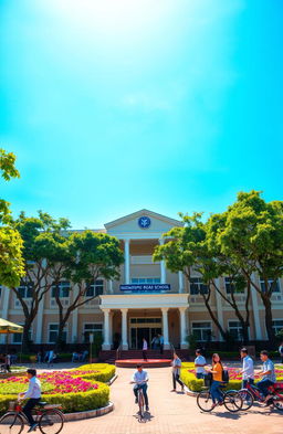A beautiful view of Nischintapur Road High School, showcasing its architectural design with a blend of classic and modern elements