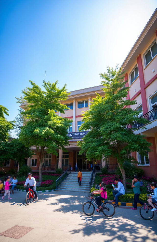 A beautiful view of Nischintapur Road High School, showcasing its architectural design with a blend of classic and modern elements