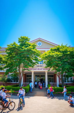 A beautiful view of Nischintapur Road High School, showcasing its architectural design with a blend of classic and modern elements