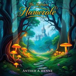 A vibrant and eye-catching book cover design featuring a mystical forest with glowing mushrooms and ancient trees