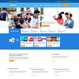 A sleek and modern design for a media learning base website homepage, featuring a clean layout with intuitive navigation