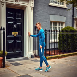 A scene depicting 10 Downing Street, the iconic London residence of the British Prime Minister