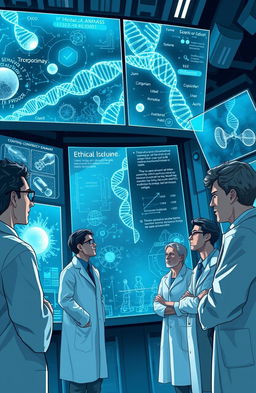 A thought-provoking scene illustrating the thrilling exploration of science, ethics, and the consequences of controlling human nature inspired by 'The Medulla Paradox'