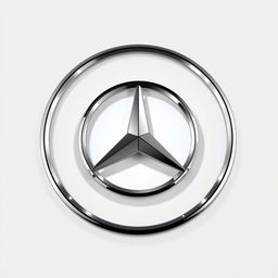 A polished and elegant depiction of the Mercedes-Benz logo, showcasing the iconic three-pointed star enclosed in a circle, prominently featured against a bright white background
