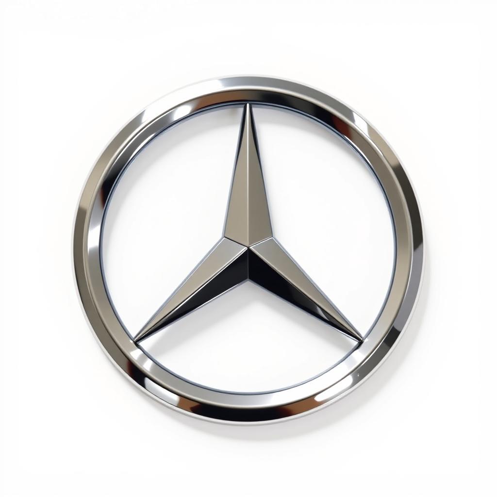 A polished and elegant depiction of the Mercedes-Benz logo, showcasing the iconic three-pointed star enclosed in a circle, prominently featured against a bright white background