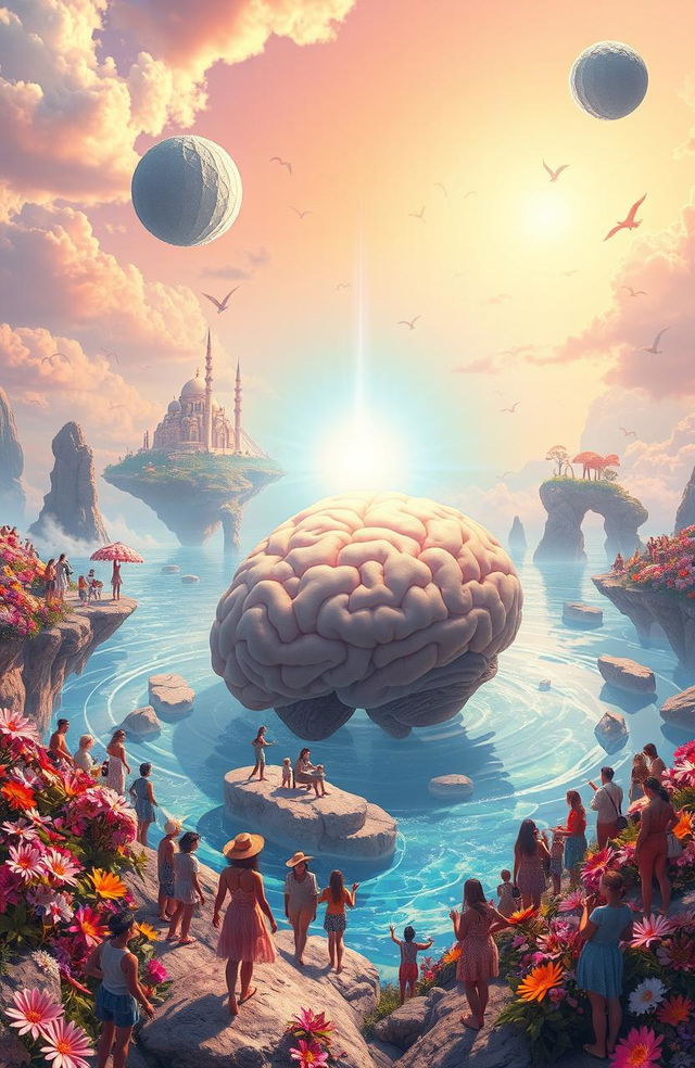 A surreal landscape depicting the Medulla Paradox, where thoughts and emotions coexist in a realm free of negativity