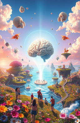 A surreal landscape depicting the Medulla Paradox, where thoughts and emotions coexist in a realm free of negativity