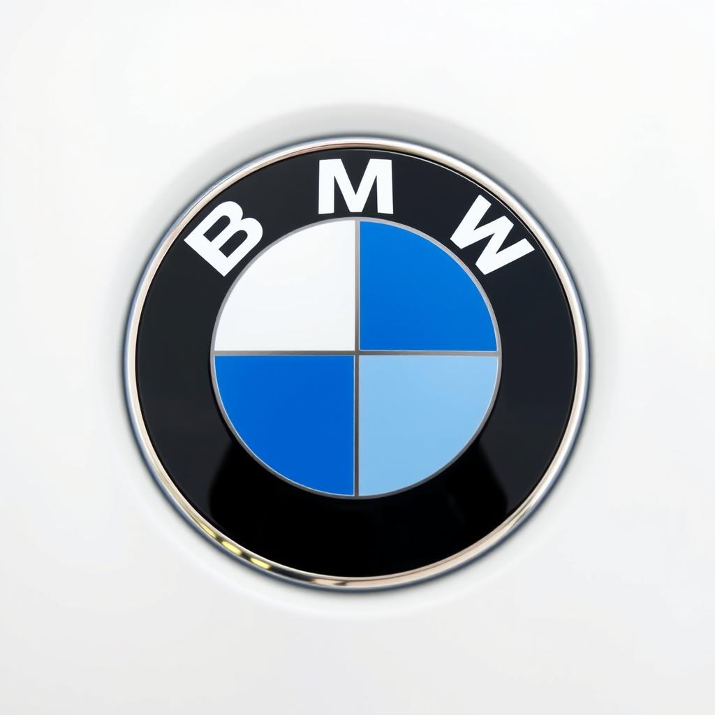 A striking and detailed depiction of the BMW logo, showcasing the circular emblem divided into quadrants of blue and white, representing the brand’s heritage and connection to aviation