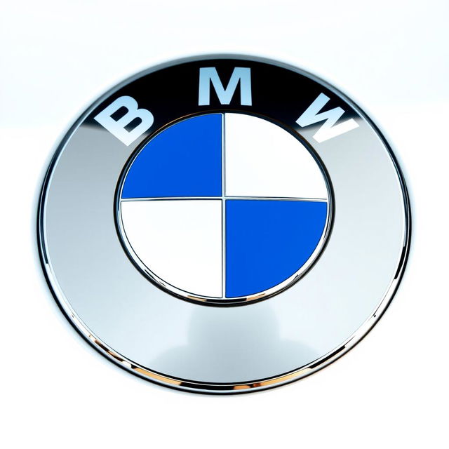 A striking and detailed depiction of the BMW logo, showcasing the circular emblem divided into quadrants of blue and white, representing the brand’s heritage and connection to aviation