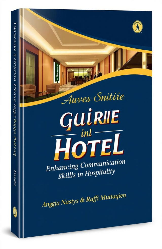 A professional book cover design for 'Enquiries and Guide in Hotel: Enhancing Communication Skills in Hospitality' by authors Anggia Nastya and Raffi Muttaqien