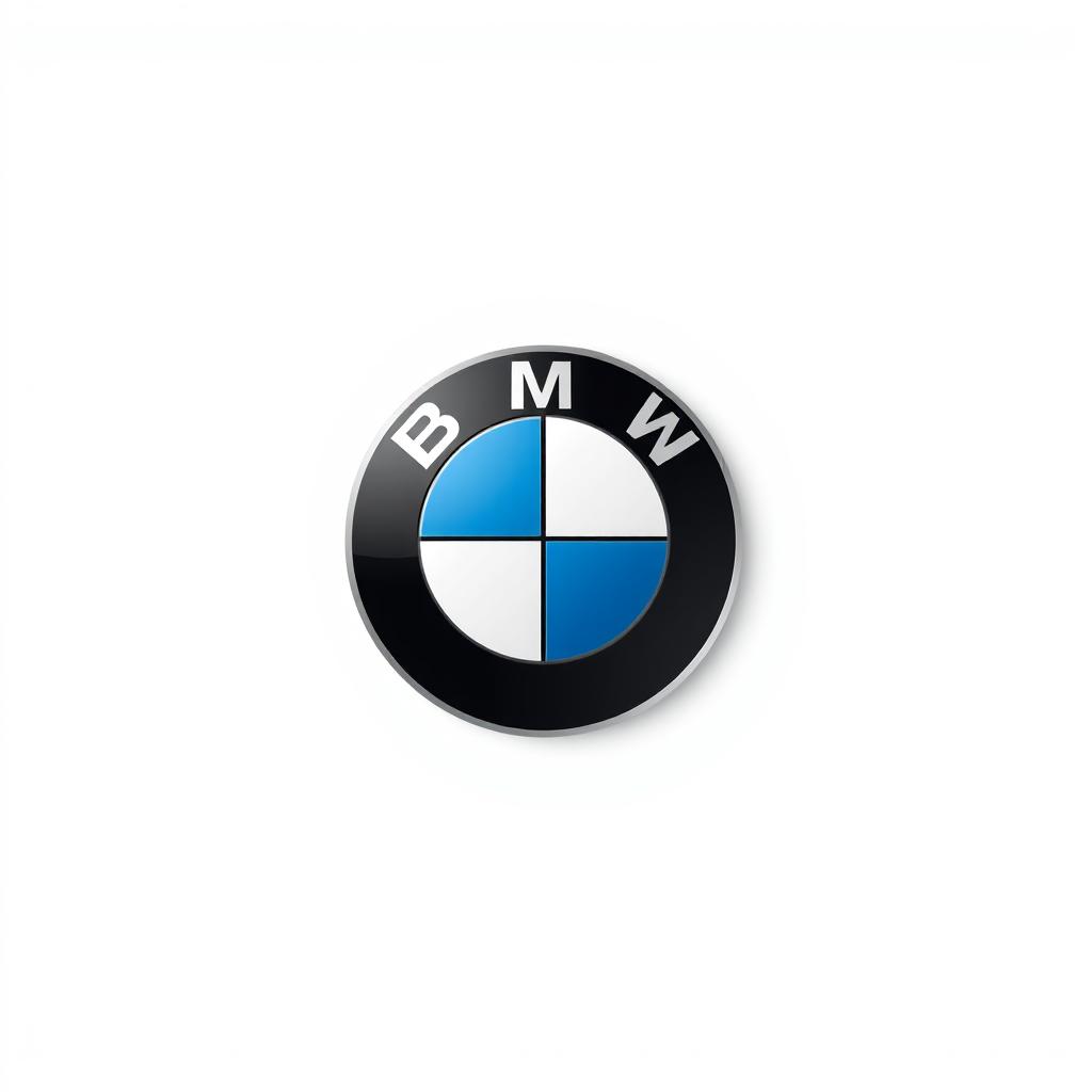 A flat and clean representation of the BMW logo, featuring the iconic circular emblem divided into blue and white quadrants, positioned centrally on a completely white background