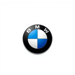 A flat and clean representation of the BMW logo, featuring the iconic circular emblem divided into blue and white quadrants, positioned centrally on a completely white background