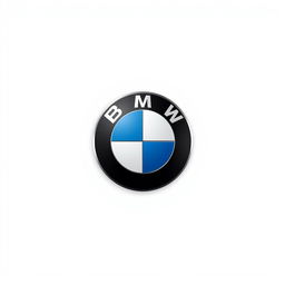 A flat and clean representation of the BMW logo, featuring the iconic circular emblem divided into blue and white quadrants, positioned centrally on a completely white background