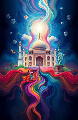A stunning depiction of the Medulla Paradox represented as an abstract concept intertwining the essence of India and the world