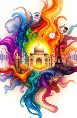A stunning depiction of the Medulla Paradox represented as an abstract concept intertwining the essence of India and the world