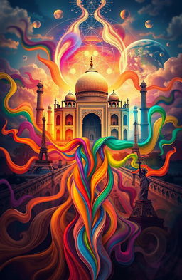 A stunning depiction of the Medulla Paradox represented as an abstract concept intertwining the essence of India and the world