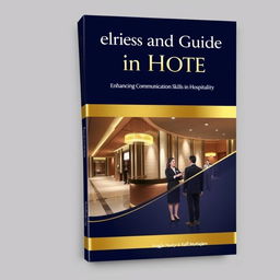 A sophisticated book cover design for 'Enquiries and Guide in Hotel: Enhancing Communication Skills in Hospitality' authored by Anggia Nastya and Raffi Muttaqien