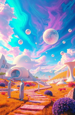 A surreal depiction of the 'Medulla Paradox', showcasing a vibrant world that is perfectly balanced with no negativity