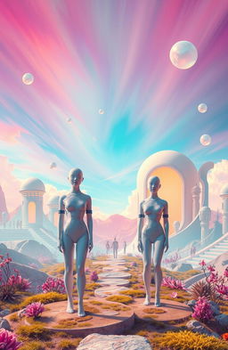 A surreal depiction of the 'Medulla Paradox', showcasing a vibrant world that is perfectly balanced with no negativity