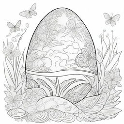 Create a beguiling coloring page featuring a large Easter egg