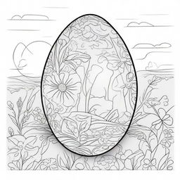 Create a beguiling coloring page featuring a large Easter egg