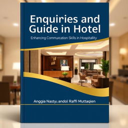 An inviting and professional book cover image for 'Enquiries and Guide in Hotel: Enhancing Communication Skills in Hospitality' authored by Anggia Nastya and Raffi Muttaqien