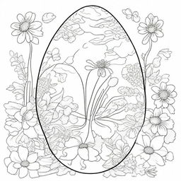 Create a beguiling coloring page featuring a large Easter egg